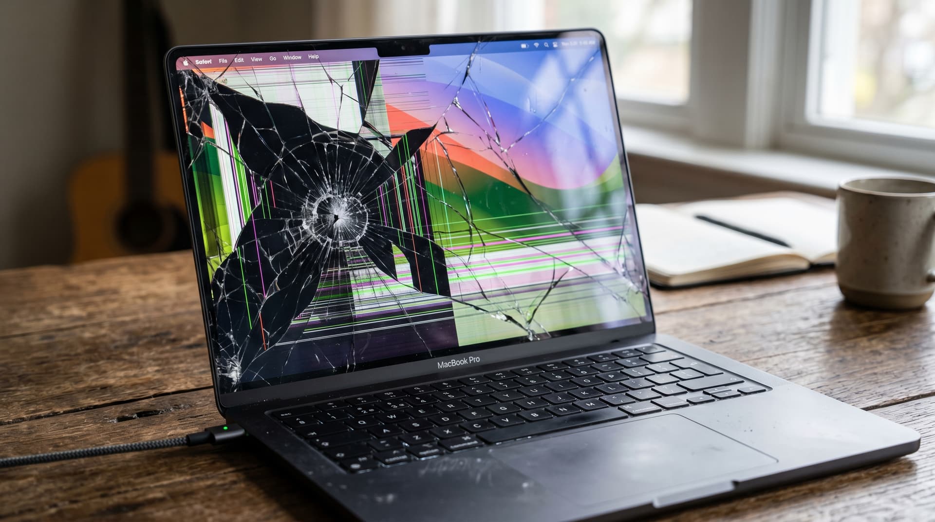 MacBook Pro with severely cracked screen
